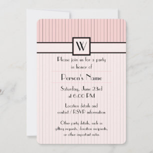 Invitación de fiesta rosa con rayas negras