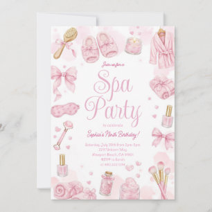 Invitación de fiesta rosa día de spa de belleza