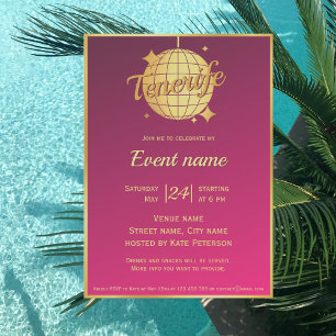 Invitación de fiesta rosa evento fiesta Tenerife E