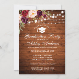 Invitación de Fiesta Rústico de Madera Luces de Bo