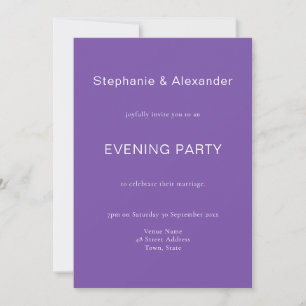 Invitación de fiesta simple púrpura QR Evening
