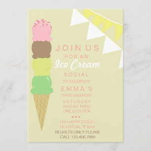Invitación de fiesta social con crema de hielo