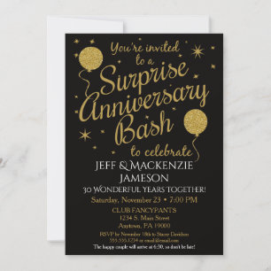Invitación de fiesta sorpresa de aniversario negro