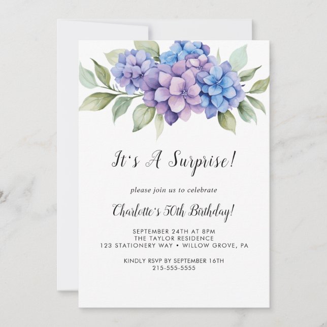 Invitación de Fiesta Sorpresa de Flores Blancas Cl (Anverso)