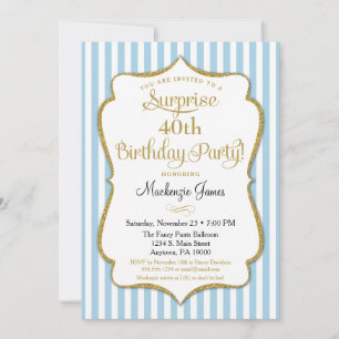 Invitación de fiesta sorpresa Luz Azul Oro Elegant