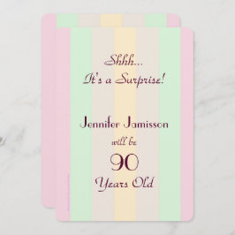 Invitación de Fiesta SORPRESA rayada Pastel adulto