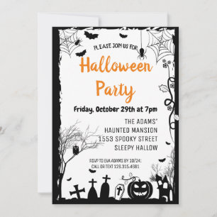 Invitación de fiesta Spooktacular en Halloween Neg