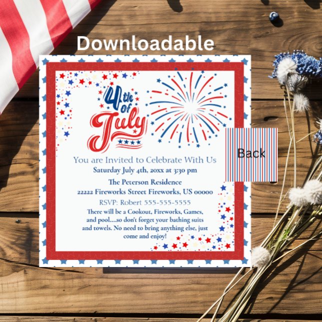 Invitación de fiesta Stars & Stripes 4de julio (Subido por el creador)