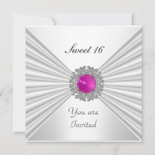 Invitación de fiesta Sweet 16 blanco rosa joya