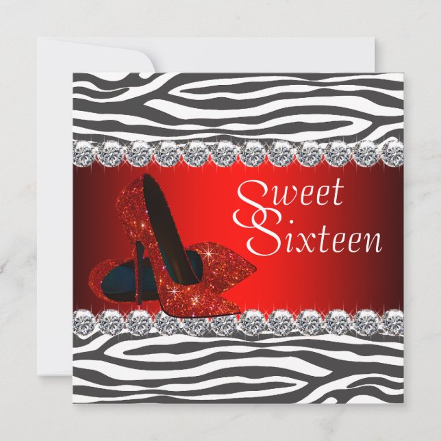 Invitación de fiesta Sweet 16 de zapato de tacón a (Anverso)