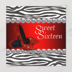 Invitación de fiesta Sweet 16 de zapato de tacón a