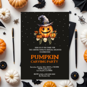 Invitación de Fiesta tallador de calabaza de Hallo
