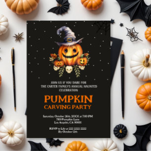 Invitación de Fiesta tallador de calabaza de Hallo