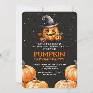 Invitación de Fiesta tallador de calabaza de Hallo