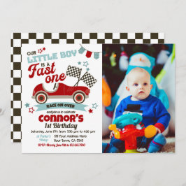 Invitación de fiesta temática de autos de carrera 