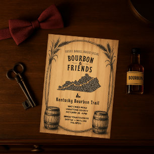 Invitación de fiesta temática de bourbon rústico d