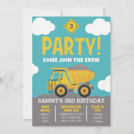 Invitación de fiesta temática de construcción para