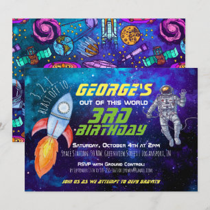 Invitación de fiesta temática de espacio exterior