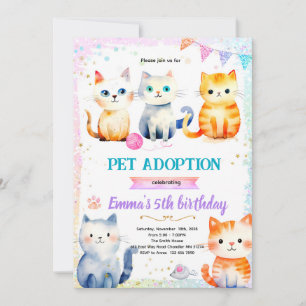invitación de fiesta temática de gatito gato lindo