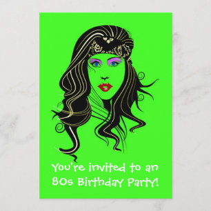 Invitación de fiesta temática de los años 80 fluor