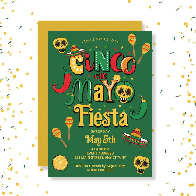 Invitación de fiesta temática mexicana del 5 de Ma (Mexican Themed 5 de Mayo Fiesta Invitation
)