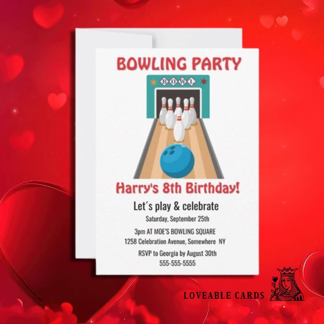 Invitación de fiesta Ten Pin (Epic Ten Pin Party Invitations for Kids' Unforgettable Fun!)