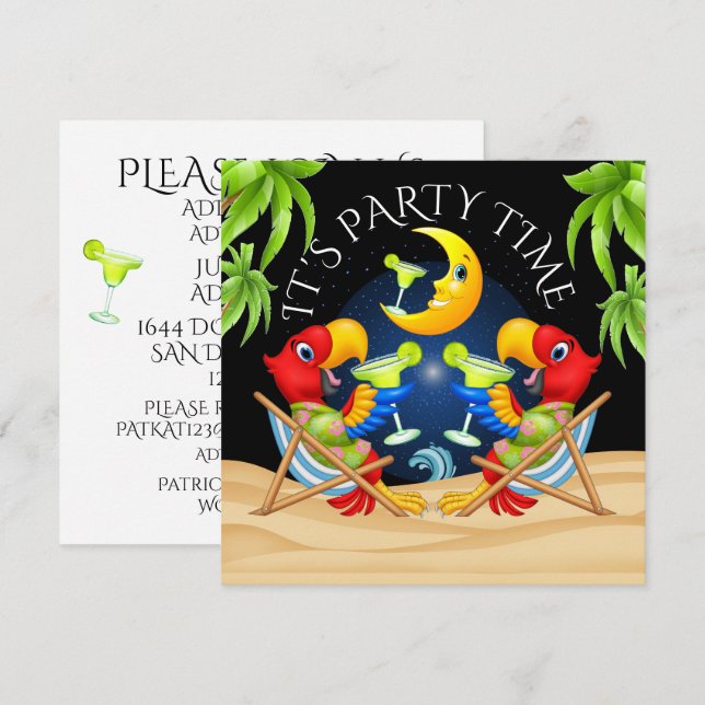 Invitación de fiesta TIME (Anverso / Reverso)
