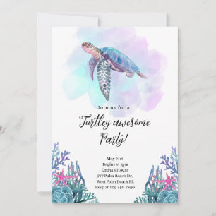 Invitación de fiesta Turtley impresionante