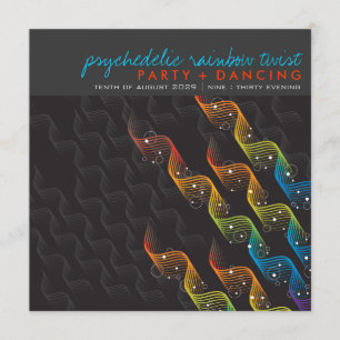 Invitación de Fiesta Twist de tonos arcoiris Wavy 
