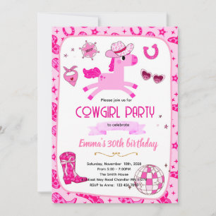 invitación de fiesta vaquera Pink Pony