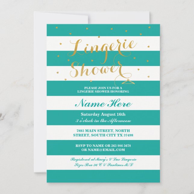 Invitación de Fiesta Verde azulado de oro con tira (Anverso)