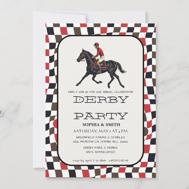 Invitación de fiesta vintage del Derby de Kentucky (Anverso)