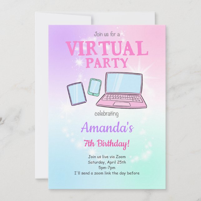 Invitación de fiesta virtual (Anverso)