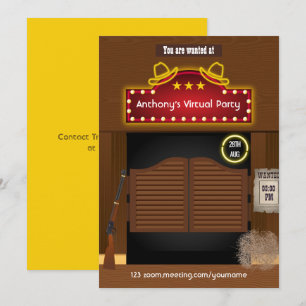 Invitación de fiesta virtual del vaquero del oeste