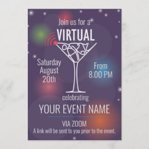 Invitación de fiesta virtual para celebrar en líne
