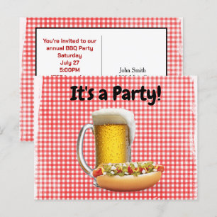 Invitación De Fiestas De BBQ En Gingham