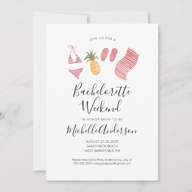 Invitación de fin de semana a Bachelorette Beach (Anverso)