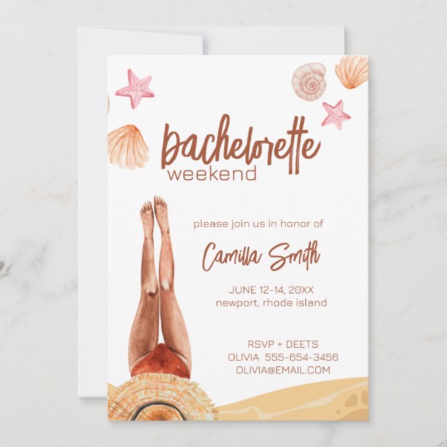Invitación de fin de semana a Beach Bachelorette P (Anverso)