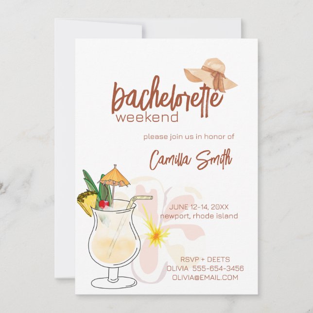 Invitación de fin de semana a Beach Bachelorette P (Anverso)