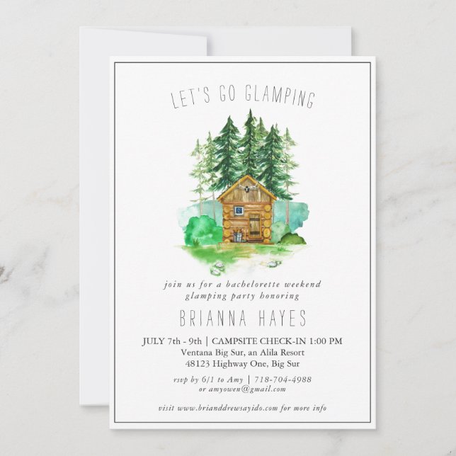 Invitación de fin de semana de camping de glamping (Anverso)