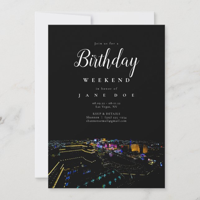 Invitación de fin de semana de cumpleaños a la lín (Anverso)