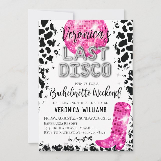 Invitación de fin de semana de despedida de solter (Anverso)