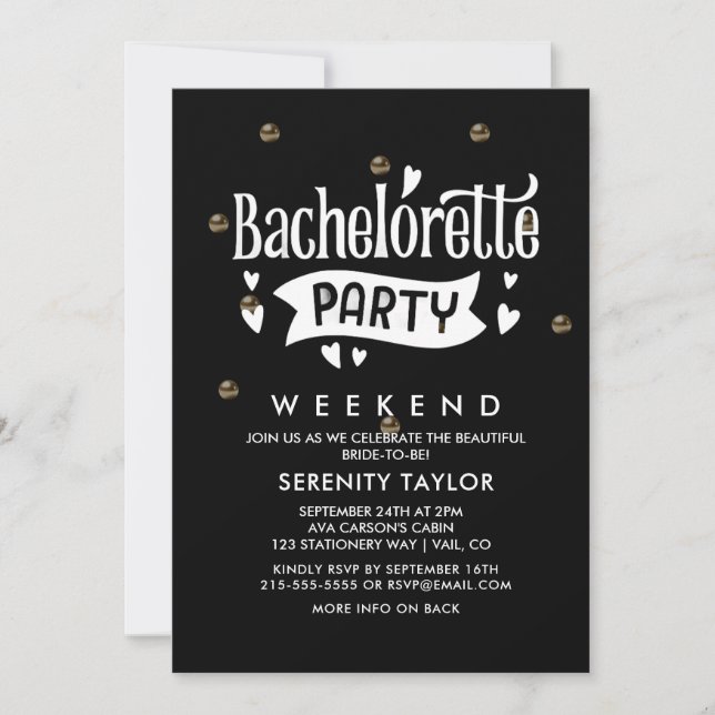 Invitación de fin de semana de despedida de solter (Anverso)