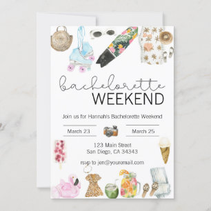 Invitación de fin de semana de soltera con acuarel