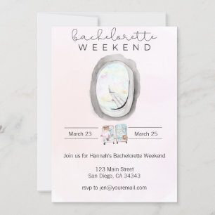 Invitación de fin de semana de soltera con acuarel