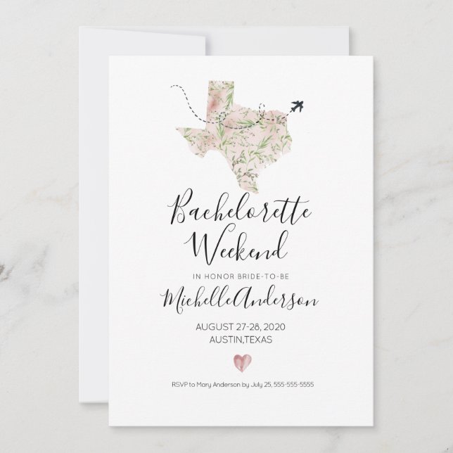 Invitación de fin de semana de soltera en Austin T (Anverso)