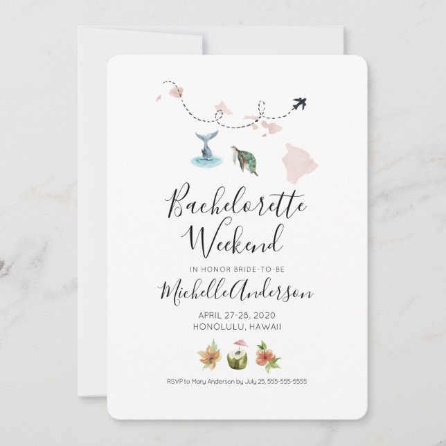 Invitación de fin de semana de soltera en Honolulu (Anverso)