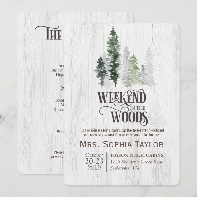 Invitación de fin de semana en el bosque (Anverso / Reverso)