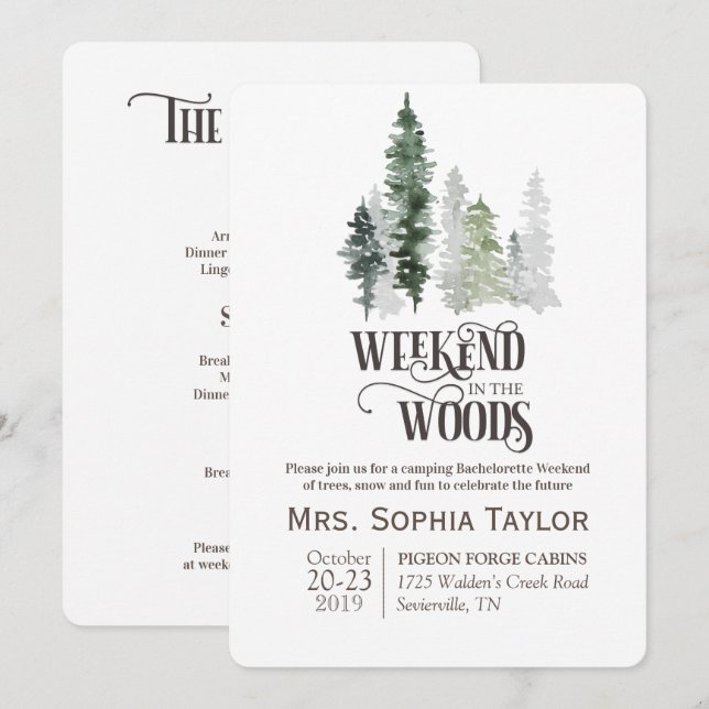 Invitación de fin de semana en el bosque (Anverso / Reverso)