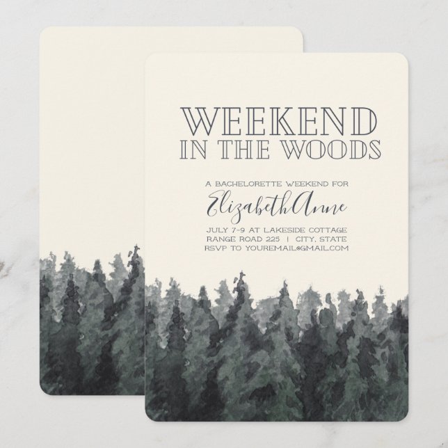 Invitación de fin de semana en el bosque (Anverso / Reverso)